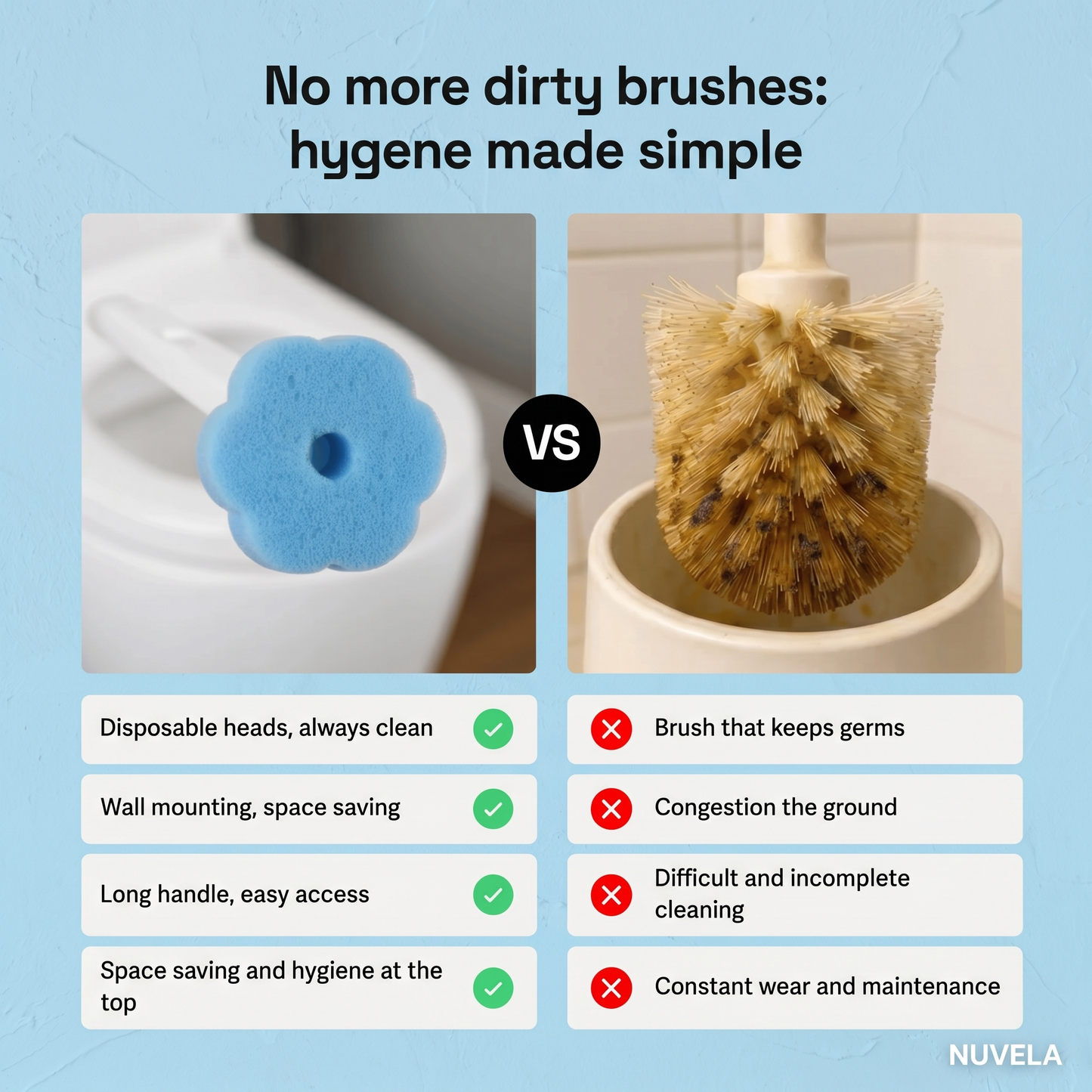 Nuvelas AquaLuxe Disposable Toilet Brush